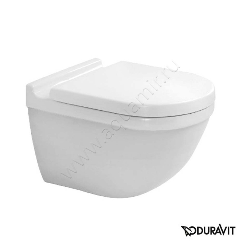 Унитаз подвесной Duravit STARCK 3 с крышкой, 54 см, безободковый, белый 222509000010063810000 в интерьере