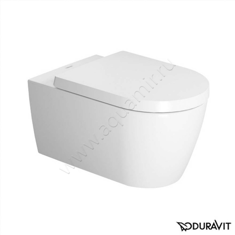 Унитаз подвесной Duravit Me By Starck с крышкой, 57 см, безободковый, белый 25280920000020010000 в интерьере