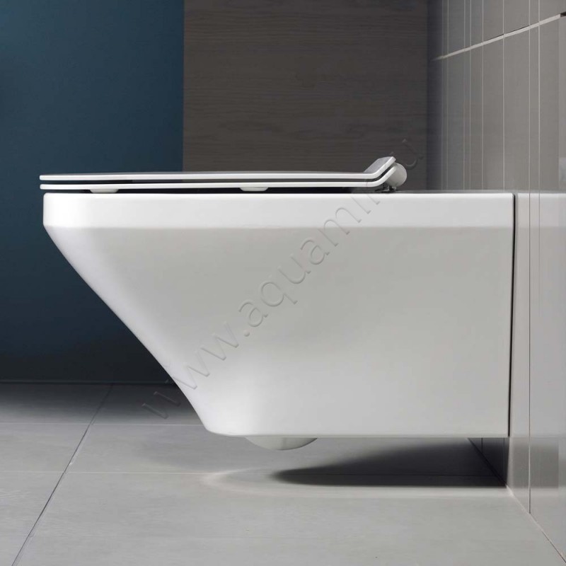 Унитаз подвесной Duravit DURASTYLE с крышкой микролифт, 54 см, безободковый, белый 25520920000063790000 в интерьере