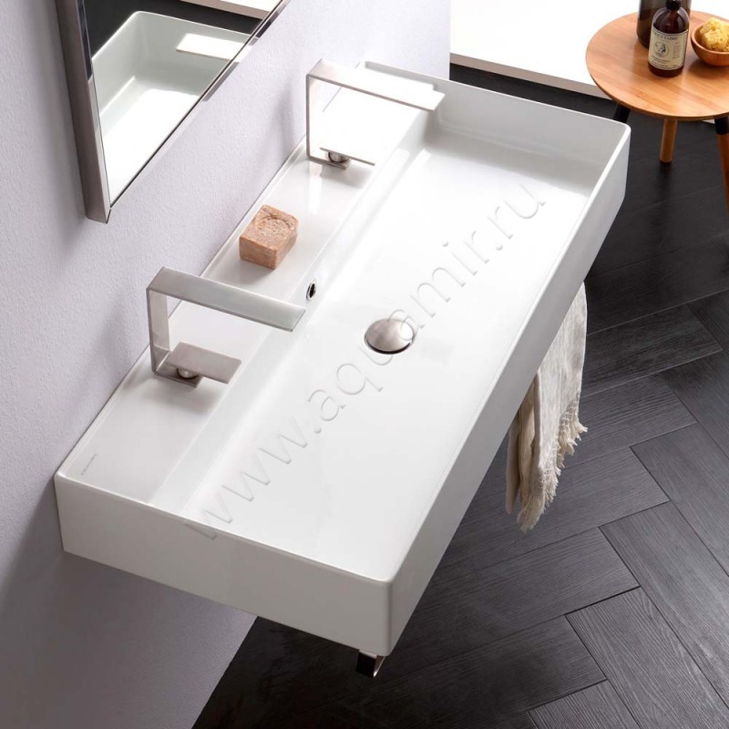 Двойная раковина Scarabeo Teorema 2.0 100 см 5106R100B в интерьере