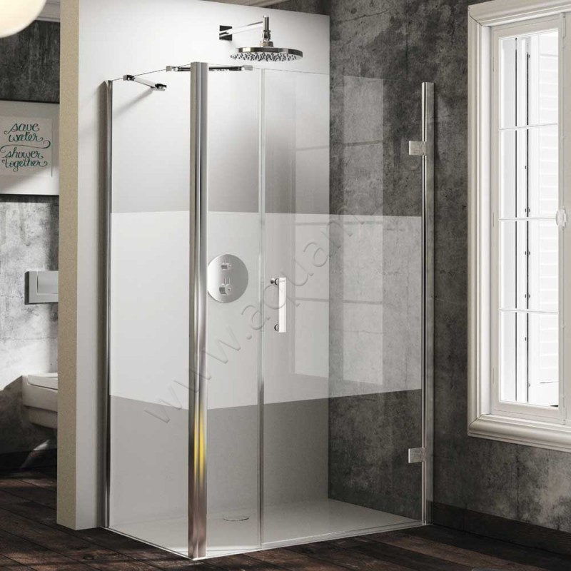 Маятниковая душевая дверь в нишу Huppe Solva pure в серебристом цвете ST3305092373 в интерьере