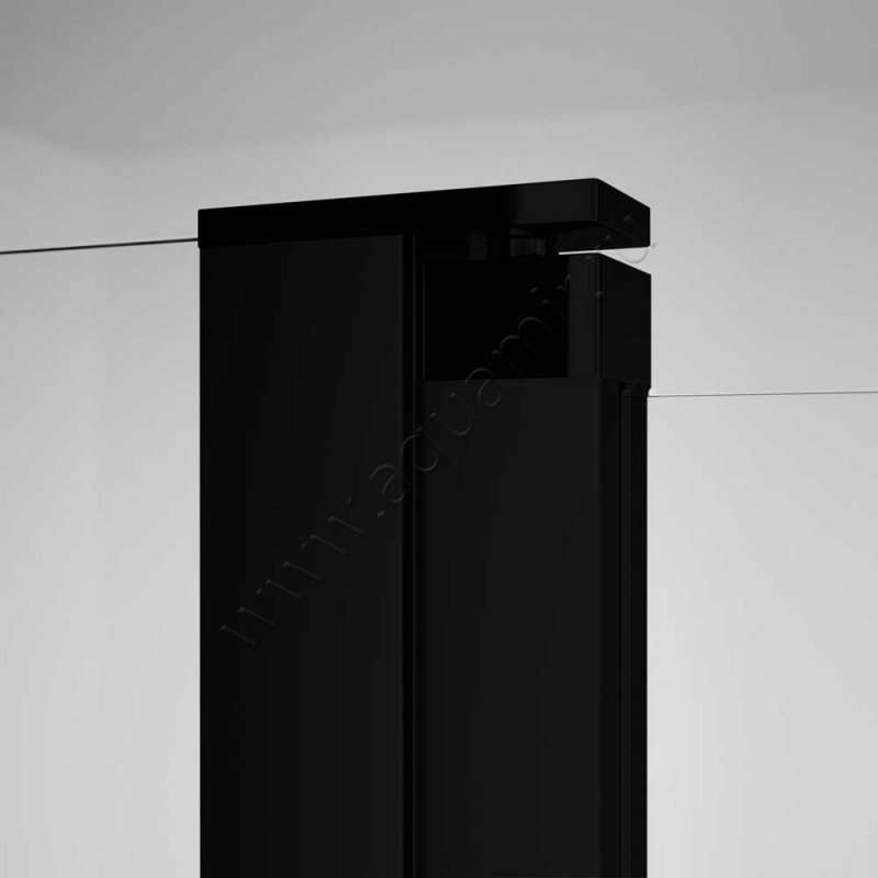 Маятниковая душевая дверь в нишу с фиксированным элементом Huppe Design pure цвет чёрный 8P7305123322 в интерьере
