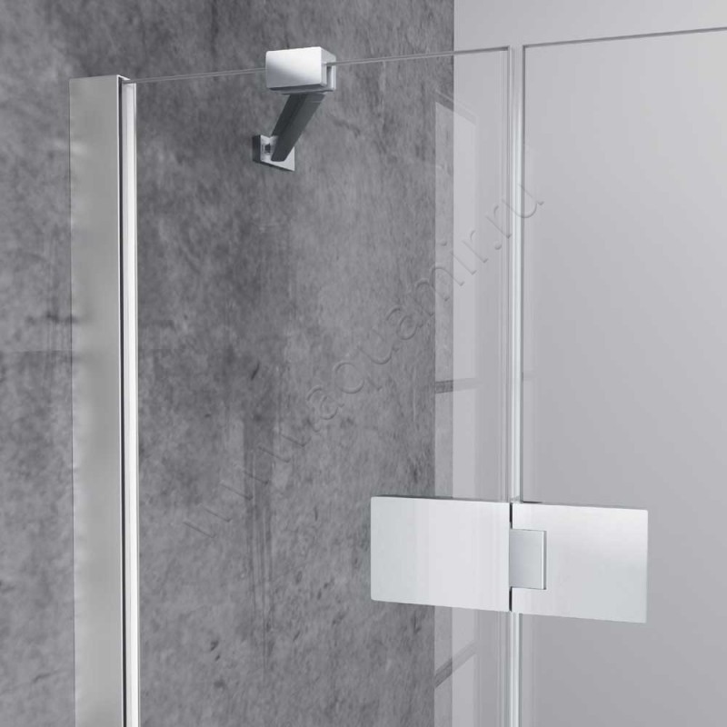 Маятниковая душевая дверь в нишу с фиксированным элементом Huppe Solva pure в серебристом цвете ST1407092321 в интерьере