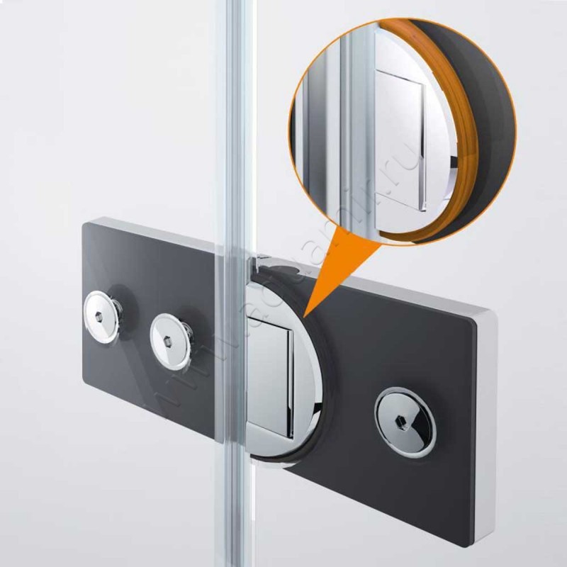 Маятниковая душевая дверь в нишу Huppe Solva pure в серебристом цвете SR1482092321 в интерьере