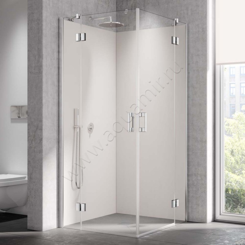 Поворотная душевая дверь для комбинации с ответной частью Kermi Liga LIETL09320VAK в интерьере