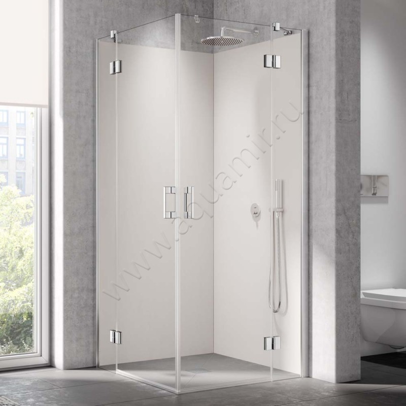 Поворотная душевая дверь для комбинации с ответной частью Kermi Liga LIETR07520VAK в интерьере