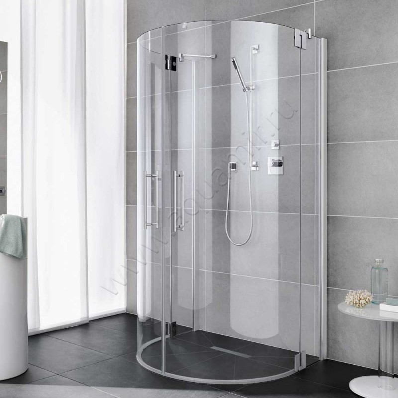 Пристенная полукруглая душевая кабина с маятниковыми дверями Kermi Pasa XP PXZ20090201PK