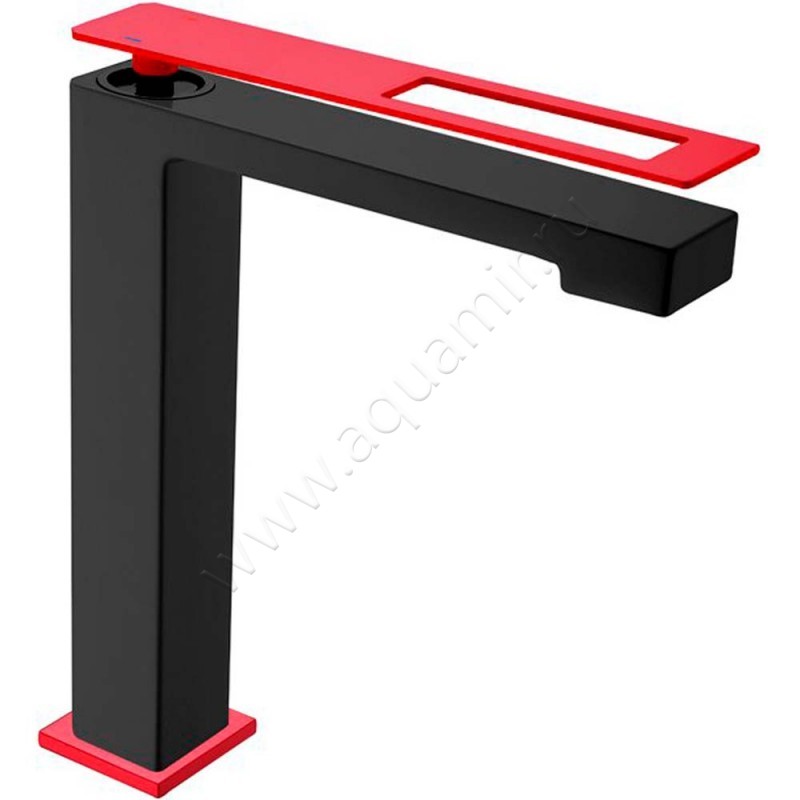 Смеситель для раковины Boheme Q черный/красный матовый 142BR