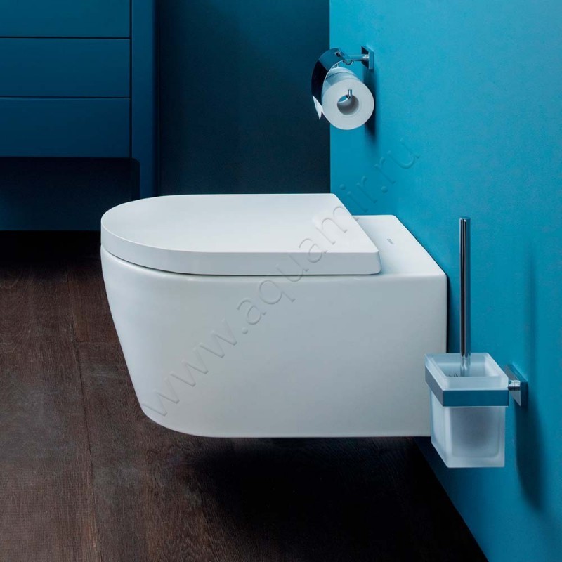 Унитаз подвесной Duravit Me By Starck с крышкой, 57 см, безободковый, белый 2528092000 + 0020010000
