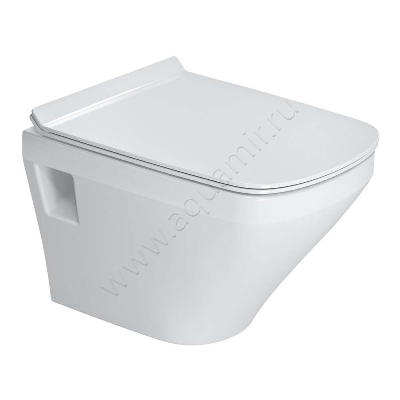 Унитаз подвесной Duravit DURASTYLE с крышкой, 48 см, безободковый, белый 25390900001 + 0063710000