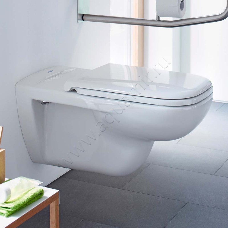 Унитаз подвесной Duravit D-CODE с крышкой микролифт, 70 см, безободковый, белый 2228092000 + 0060390000