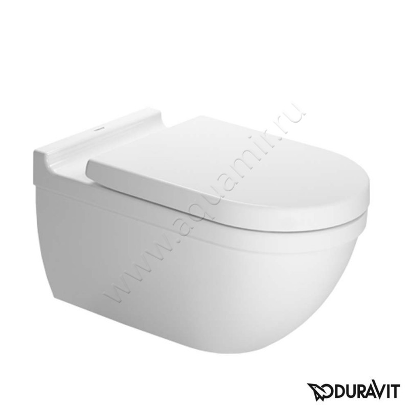 Унитаз подвесной Duravit STARCK 3 с крышкой, 62 см, безободковый, белый 2226090000 + 0063320000