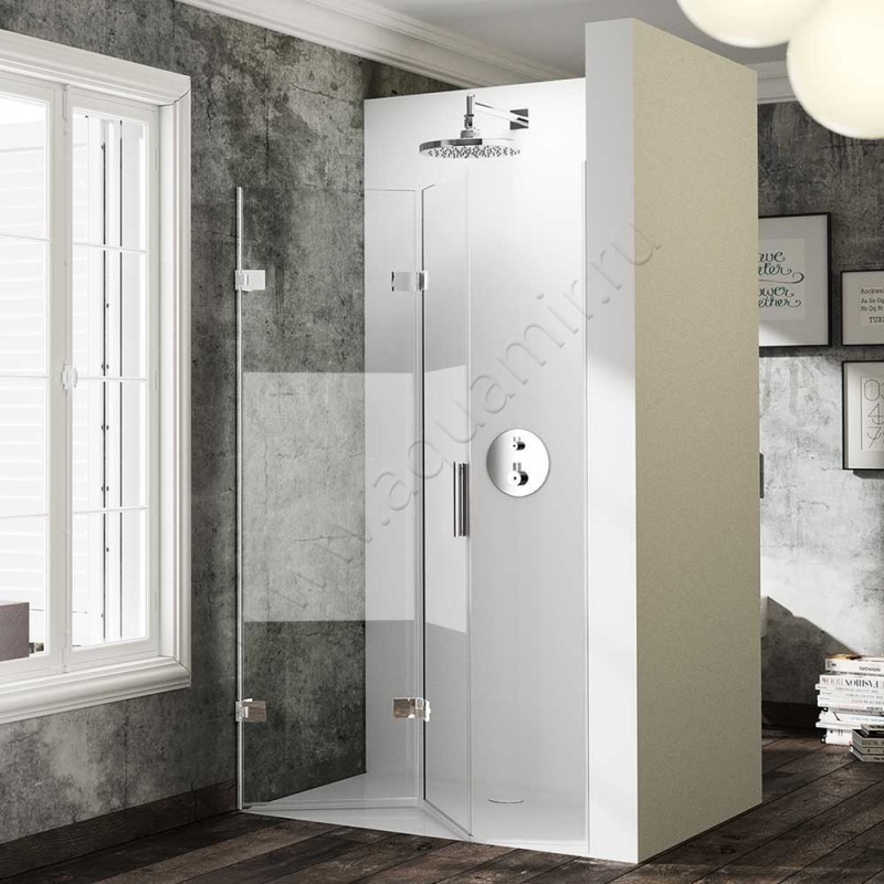 Складная душевая дверь в нишу Huppe Solva pure в серебристом цвете SR4380092375