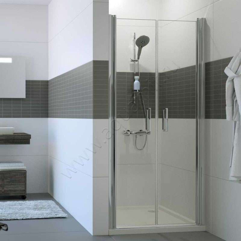 Маятниковая душевая дверь в нишу Huppe Classics 2 в серебристом цвете C23702069321