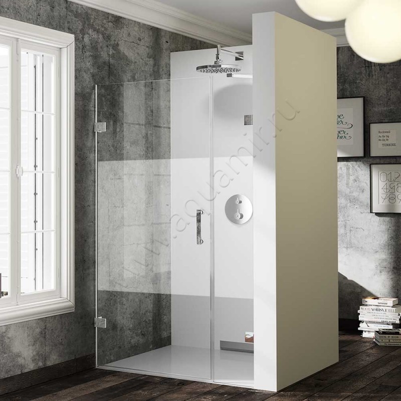 Маятниковая душевая дверь в нишу Huppe Solva pure в серебристом цвете SR2983092373