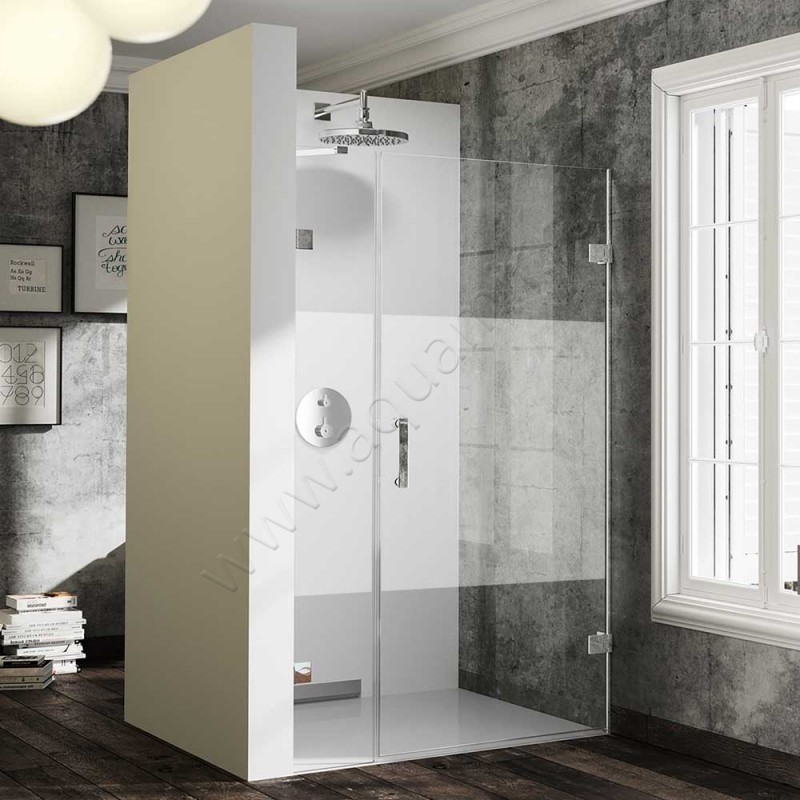 Маятниковая душевая дверь в нишу Huppe Solva pure в серебристом цвете SR3081092373