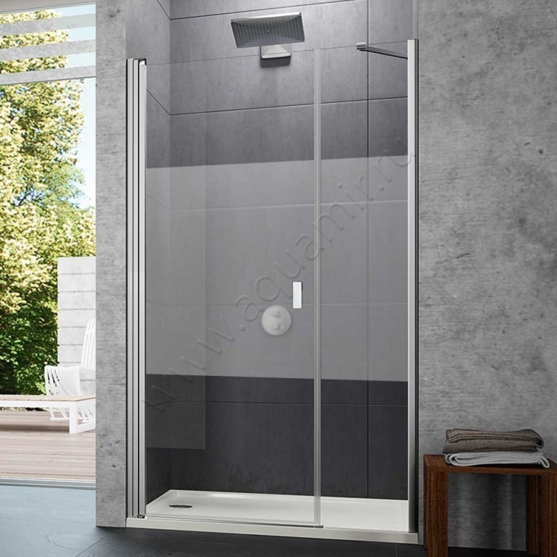 Маятниковая душевая дверь в нишу с фиксированным элементом Huppe Design pure в серебристом цвете 8P7210092375