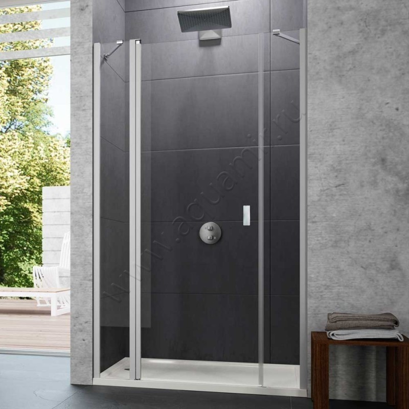 Маятниковая душевая дверь в нишу с фиксированным элементом Huppe Design pure в серебристом цвете 8P7310087322