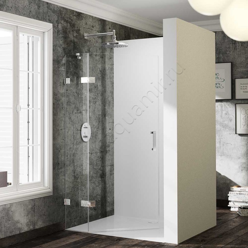 Маятниковая душевая дверь в нишу Huppe Solva pure в серебристом цвете SR0482092322