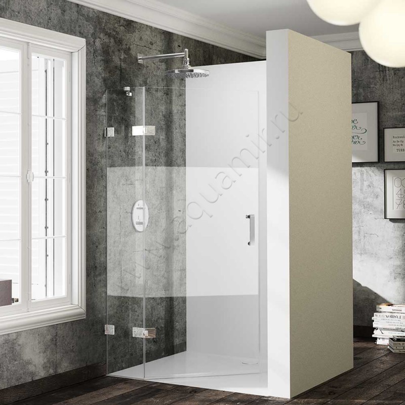 Маятниковая душевая дверь в нишу Huppe Solva pure в серебристом цвете SR0480092375