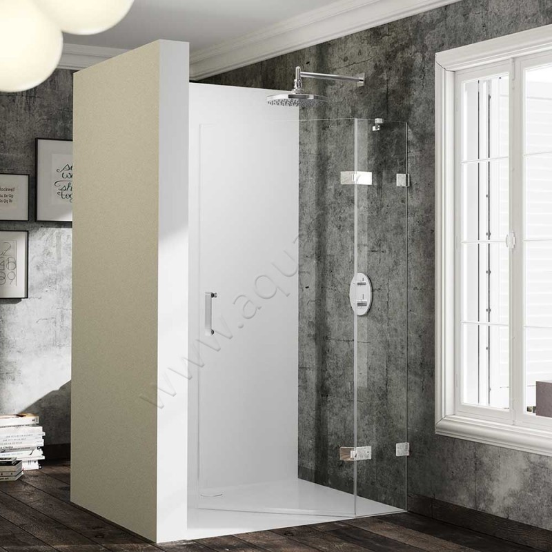 Маятниковая душевая дверь в нишу Huppe Solva pure в серебристом цвете SR0581092321