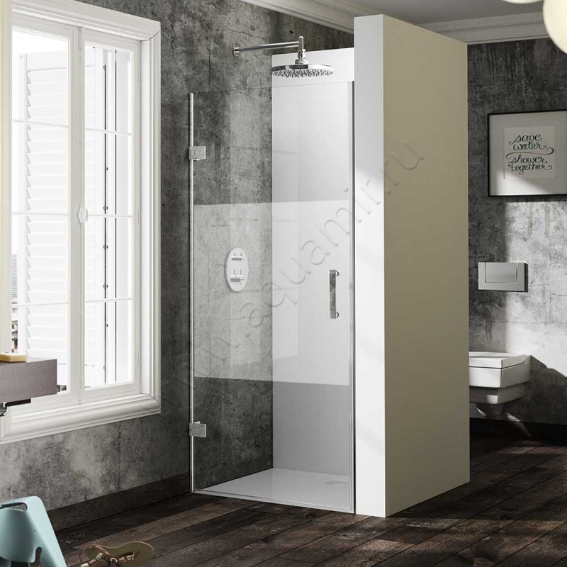 Маятниковая душевая дверь в нишу Huppe Solva pure в серебристом цвете SR2380092375