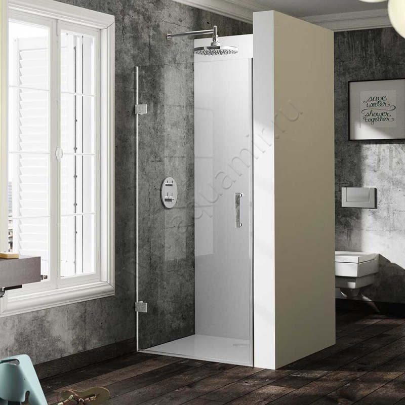 Маятниковая душевая дверь в нишу Huppe Solva pure в серебристом цвете SR2381092321