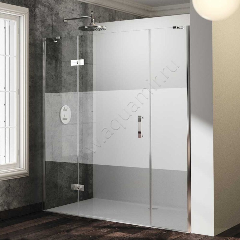 Маятниковая душевая дверь в нишу с фиксированным элементом Huppe Solva pure в серебристом цвете ST1408092373