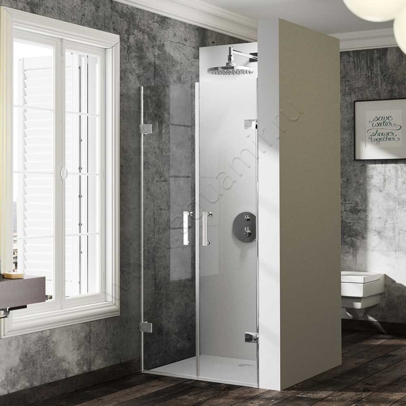 Маятниковая душевая дверь в нишу Huppe Solva pure в серебристом цвете SR3381092322