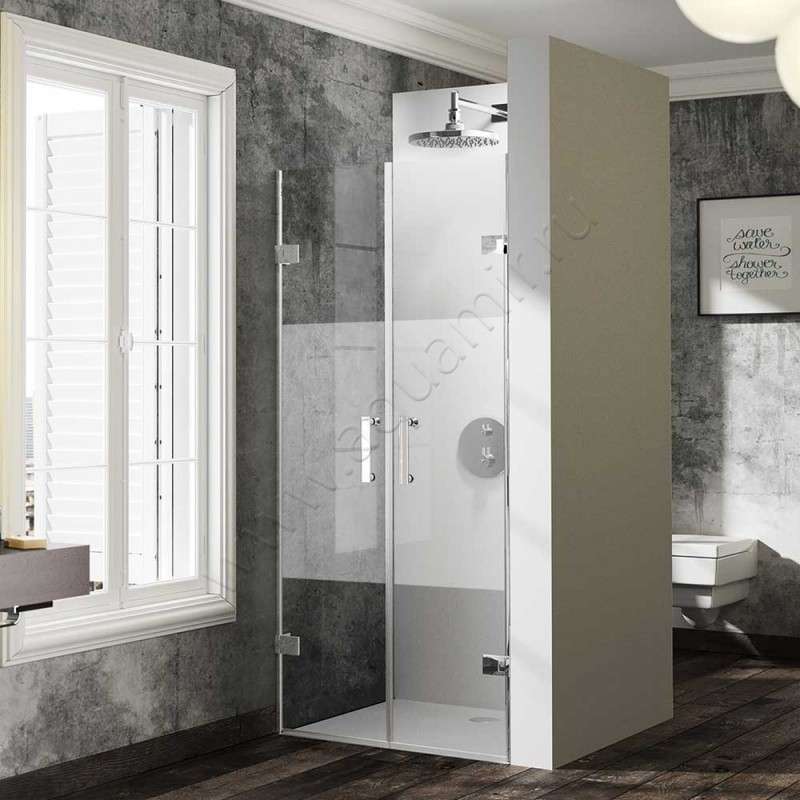 Маятниковая душевая дверь в нишу Huppe Solva pure в серебристом цвете SR3381092373