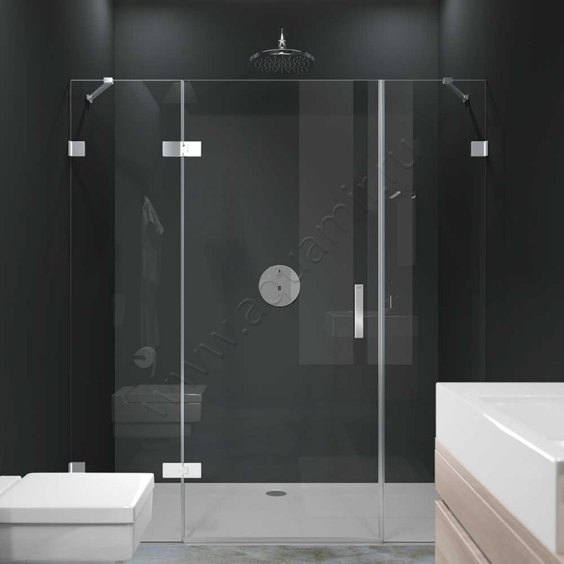 Маятниковая душевая дверь в нишу Huppe Solva pure в серебристом цвете SR1482092321