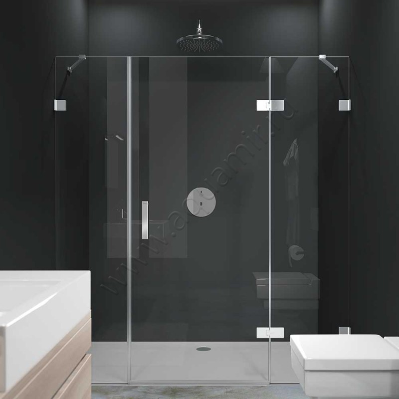 Маятниковая душевая дверь в нишу Huppe Solva pure в серебристом цвете SR1580092321