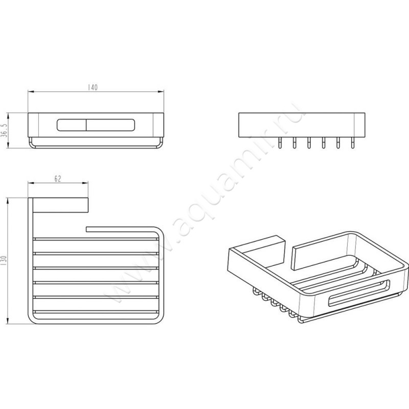 Мыльница Boheme Q 10959-GM размеры