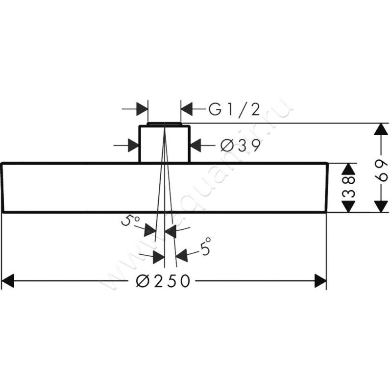 Верхний душ Hansgrohe Rainfinity 26228000 размеры