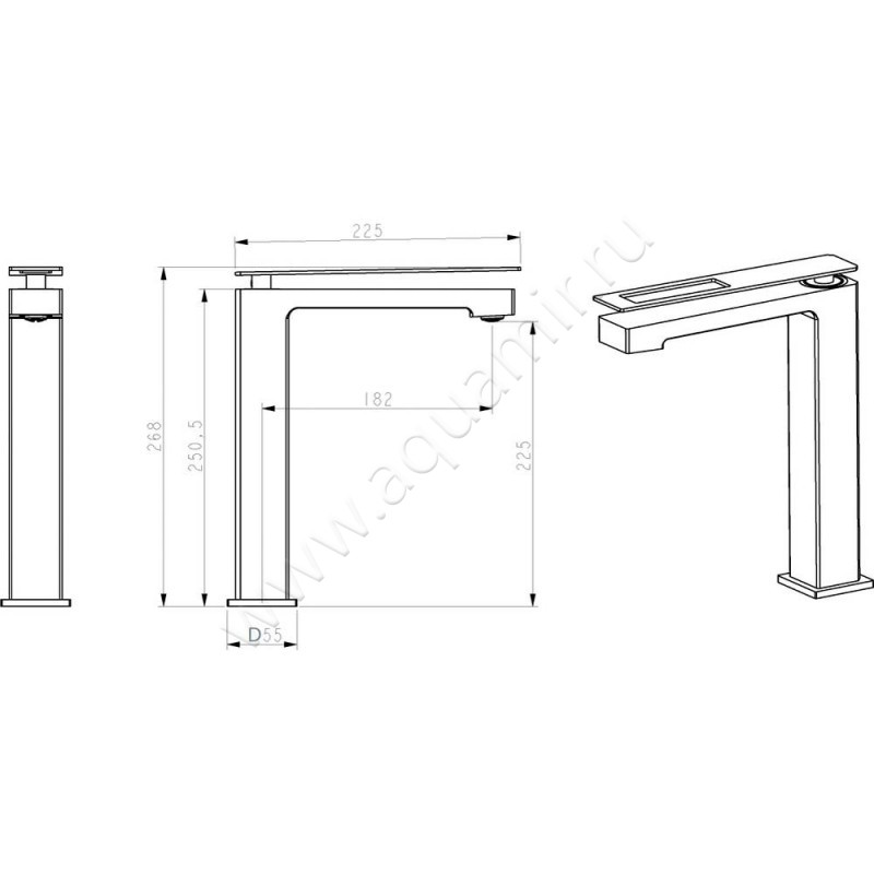 Смеситель для раковины Boheme Q 142BCR размеры