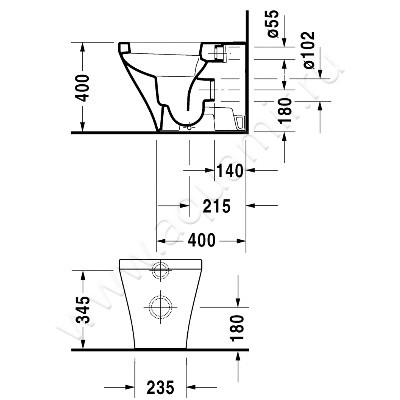 Унитаз приставной Duravit DURASTYLE 2150090000 + 0020610000 размеры