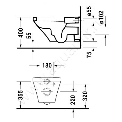 Унитаз подвесной Duravit DURASTYLE 2537090000 + 0060510000 размеры