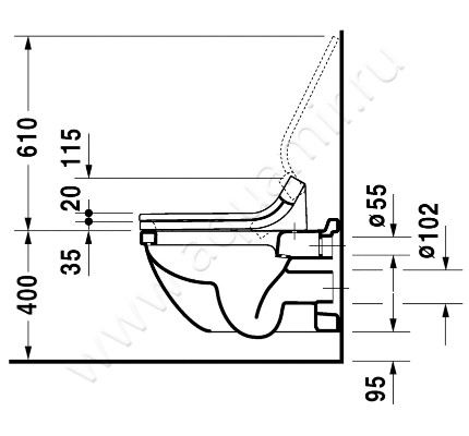 Унитаз подвесной Duravit STARCK 3 2226090000 + 0063320000 размеры