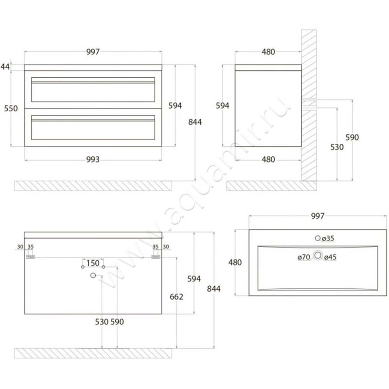 Тумба под раковину Art&Max Platino AMPLATINO10002CSOBM размеры