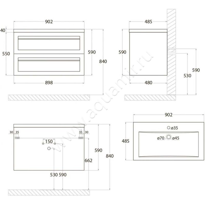 Тумба под раковину Art&Max Platino AMPLATINO9002CSOBM размеры