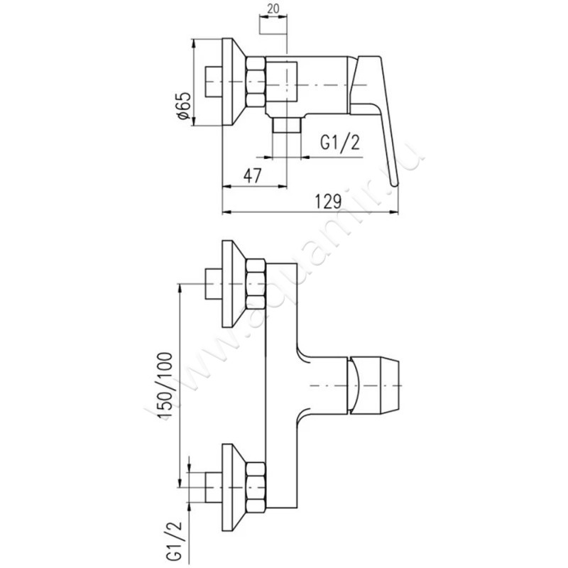 Смеситель для душа Rav Slezak Colorado CO1815CMATC размеры