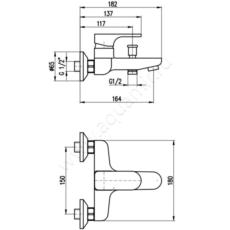 Смеситель для ванны Rav Slezak Yukon YU1545 размеры