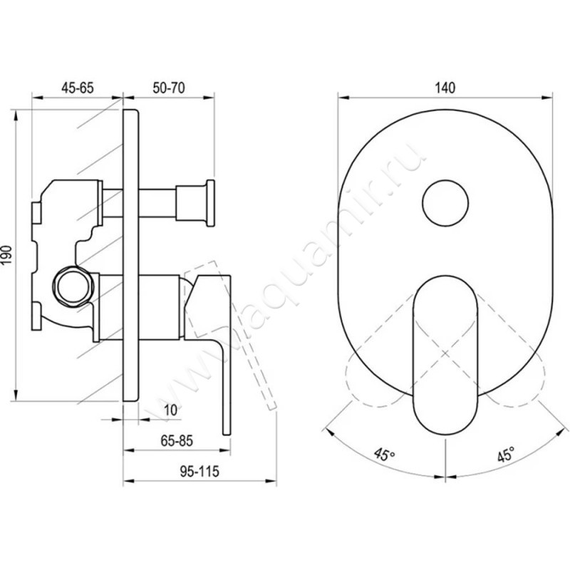 Смеситель Ravak Chrome X070433 размеры
