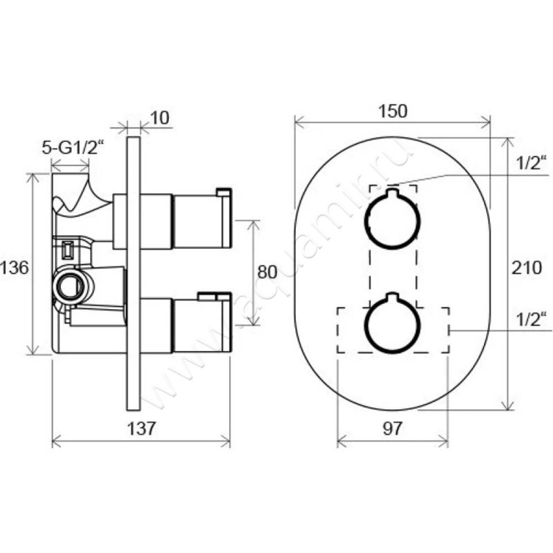 Смеситель Ravak Chrome X070095 размеры