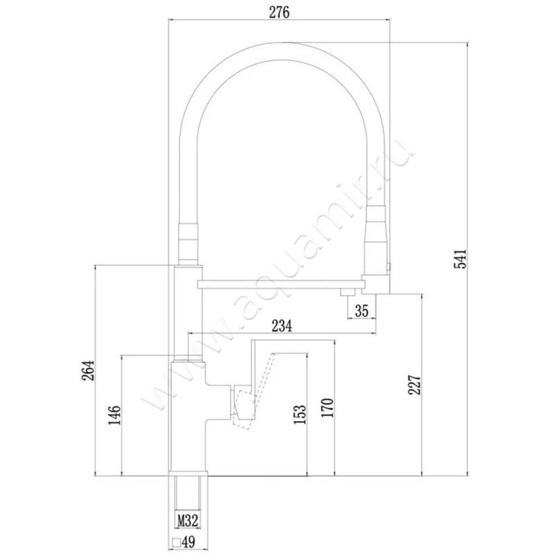 Смеситель Savol S-L1808H-12 размеры