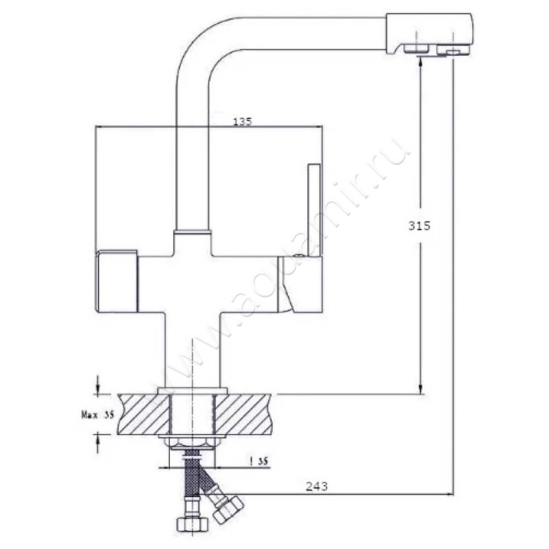 Смеситель Rush MS903533 размеры