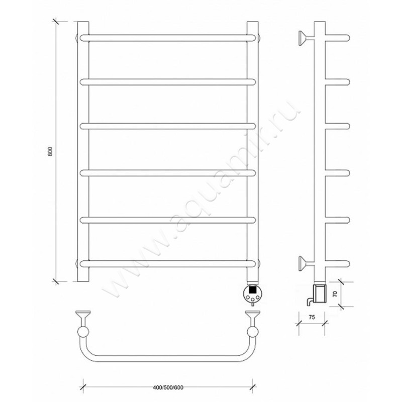 Полотенцесушитель электрический Secado Мерида 1 4603777452094 размеры