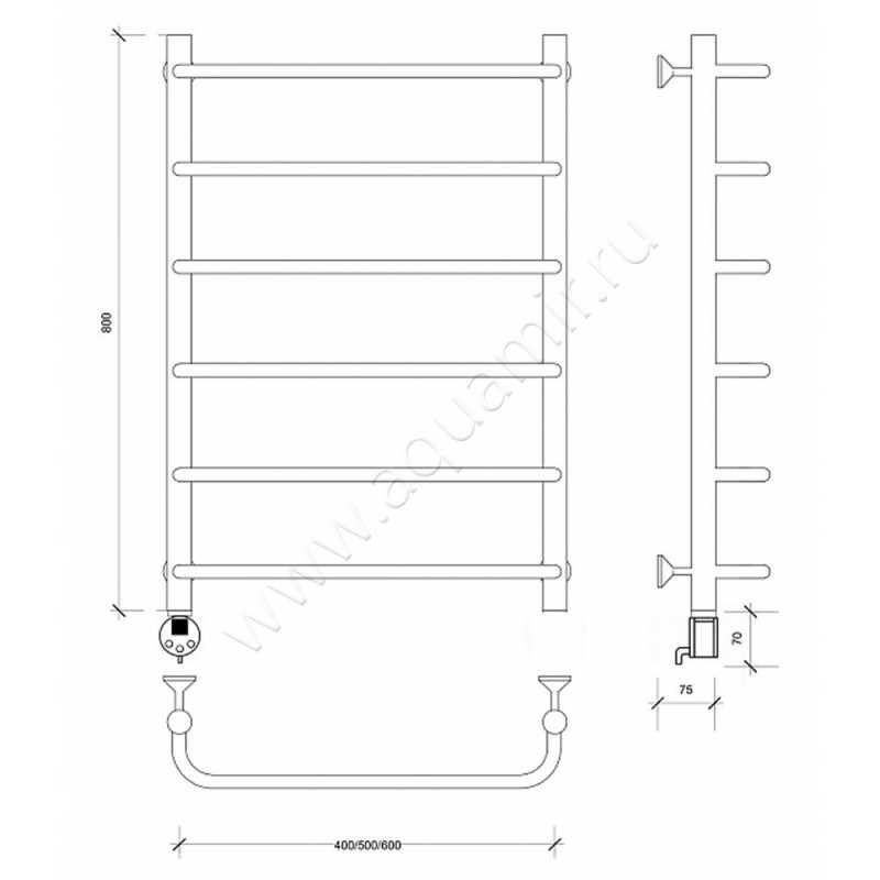 Полотенцесушитель электрический Secado Мерида 1 4603777452094 размеры