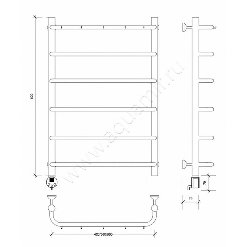 Полотенцесушитель электрический Secado Мерида 1 4603759402734 размеры