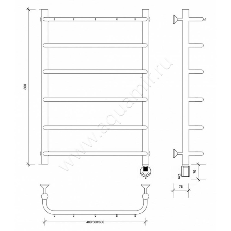 Полотенцесушитель электрический Secado Мерида 1 4603777458676 размеры